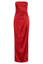 Aminah Draped Strapless Maxi Dress - Red